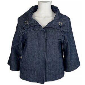 Sandro Sportswear Denim Jacket Sz L Petite Blazer Casual Travel Designer Top